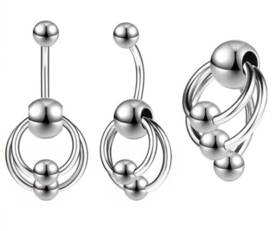 Bauchnabelpiercing Intim Slave Fetisch mit 2 Ringen Chirurgenstahl