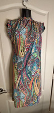 Tommy Hilfiger Womans Multicolor Paisley Ruffle Trim Sleeveless Midi Dress Sz 6