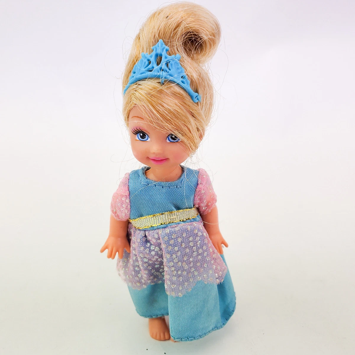 Barbie KELLY DOLL Princess Blue & Pink Dress Blue Crown Blonde Hair NO  SHOES | eBay