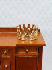 Tiny Miniature Crown Gold Metal for Dolls Dollhouse Works with 1:12 Scale