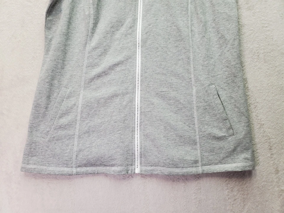 Quacker Factory Vest Women Large Gray Oversize Cotton Sleeveless Pocket Full Zip - Image 3 of 4