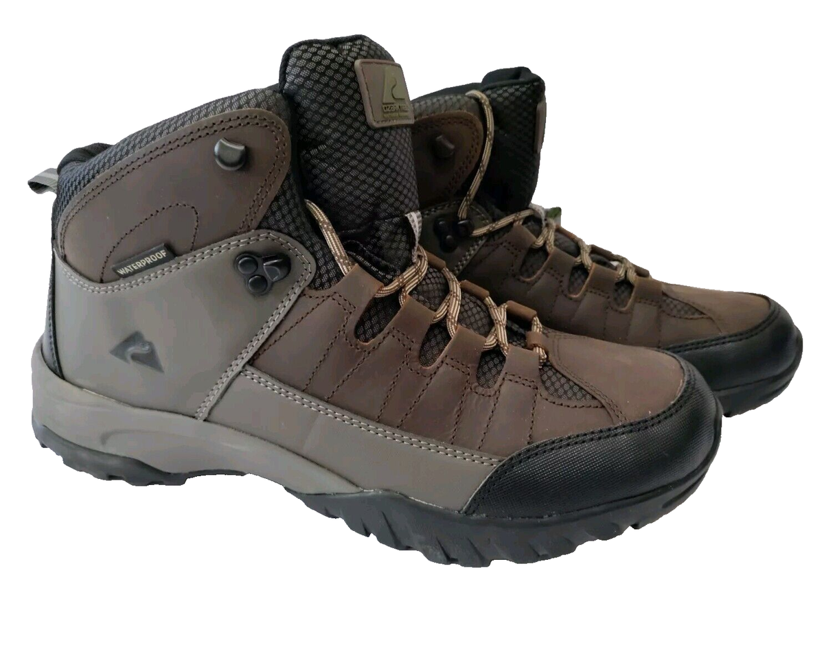 Ozark Trail Men's Meadows Waterproof Brown Leather Hiking Work Boots Size  12 NEW