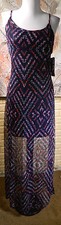 NWT CUTE SZ LARGE LOVE FIRE SPAGHETTI STRAP MINI LINING SHEER OUTER MAXI DRESS
