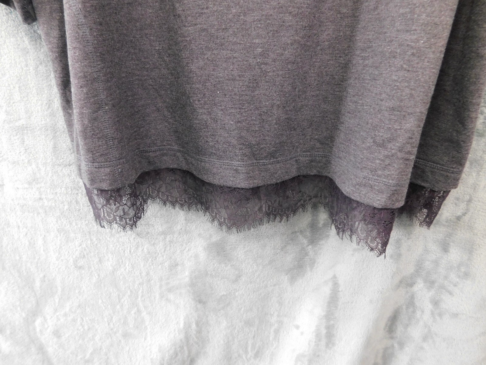 LOGO Lori Goldstein Tunic Womens 3X Gray Sweatshirt Lace Hem Lounge Relaxed