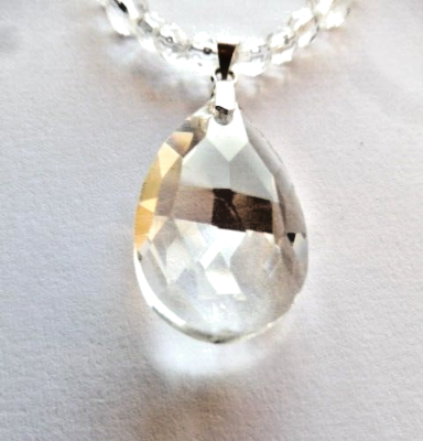 Collier En Cristal De Roche Facetté - 45 Cm, 192 Carats, Monture Argent Massif 925, Neuf