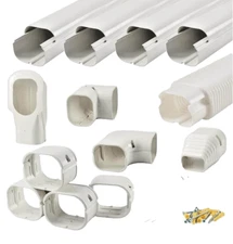 13 Ft PVC Decorative Line Cover Kit Set & Tubing 3" For Mini-split & Central A/C