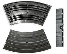 2pc 1963 Aurora Slot Car Lock and Joiner 1/8 9" CORNER CURVE TRACK 1514 STRIPED 