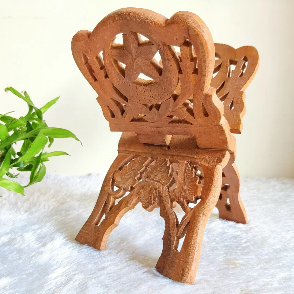 Vintage FloralArt Crescent Star Holy Book Keeping Wooden Folding book Stand W560 - Image 3 of 4