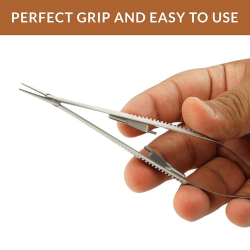 Porta agujas quirúrgicas dentales Castroviejo micro pinzas de sutura rectas 14 cm - Imagen 7 de 8