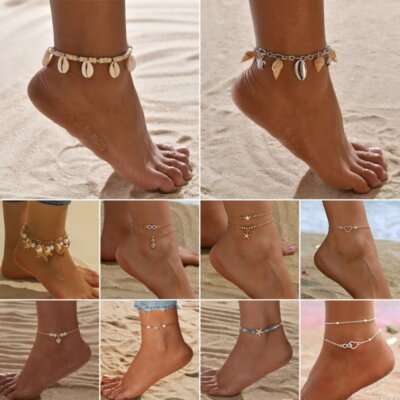 Fashion Boho Shell Starfish Pearl Holiday Beach Anklet Bracelet
