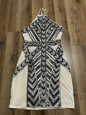 Express Dress, Women's Size XS, White Black, Mini, Sleeveless, Halter sequins 
