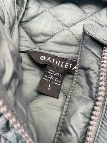 Athleta Parka Womens Large Sage Whisper Featherless Jacket Puffer Quilted - Imagen 3 de 18