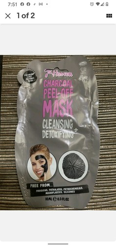 7th Heaven Charcoal Peel-Off Mask (Cleansing & Detoxifying) 0.3 oz NEW