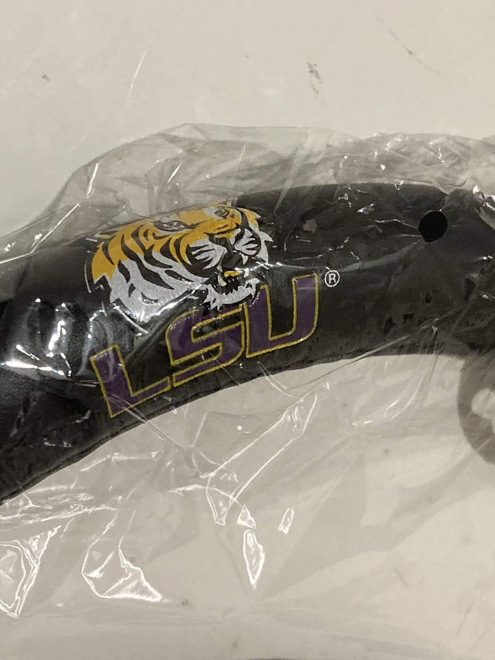 Pilot Automotive Black Leather Louisiana LSU College Car Steering Wheel Cover - Image 3 of 4