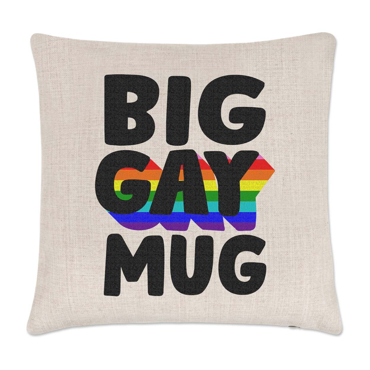 Big Gay Mug Cushion Cover Pillow Gay Pride Lesbian LGBTQ Homosexual Queer Pride