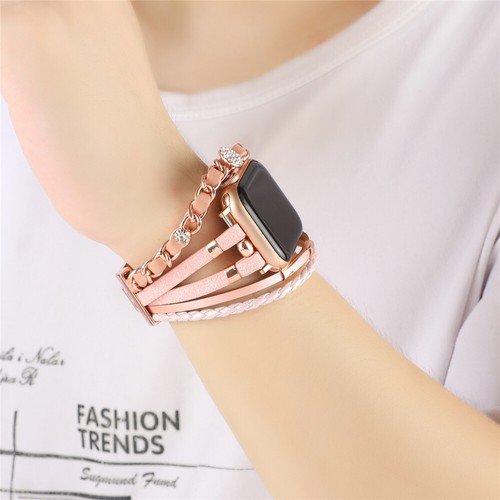 Women Leather Bracelet Band for Apple Watch 11 10 9 8 7 6 SE 44/41/45/42/46/49mm - Picture 63 of 94