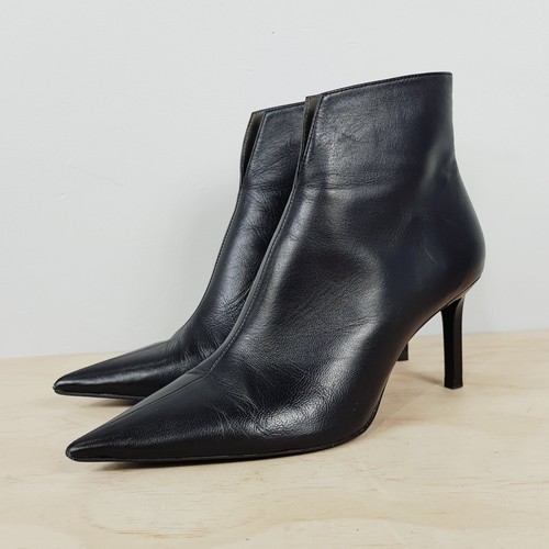 ZARA Womens Size EUR 39 Black Leather Heeled Ankle Boots with Pointed Toe - Picture 7 of 11