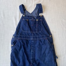 Vintage 60s Dark Blue Denim Overalls Bibs Union Made USA Rockabilly