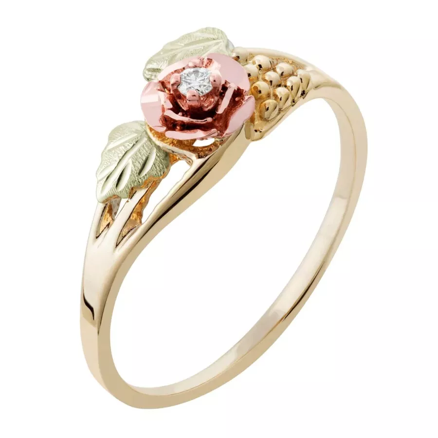 Diamond Rose Black Hills Gold Ring In Stock Ships Immediately