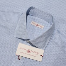 Luciano Barbera NWT Casual Button Down Shirt Size M in Blue/White Cotton