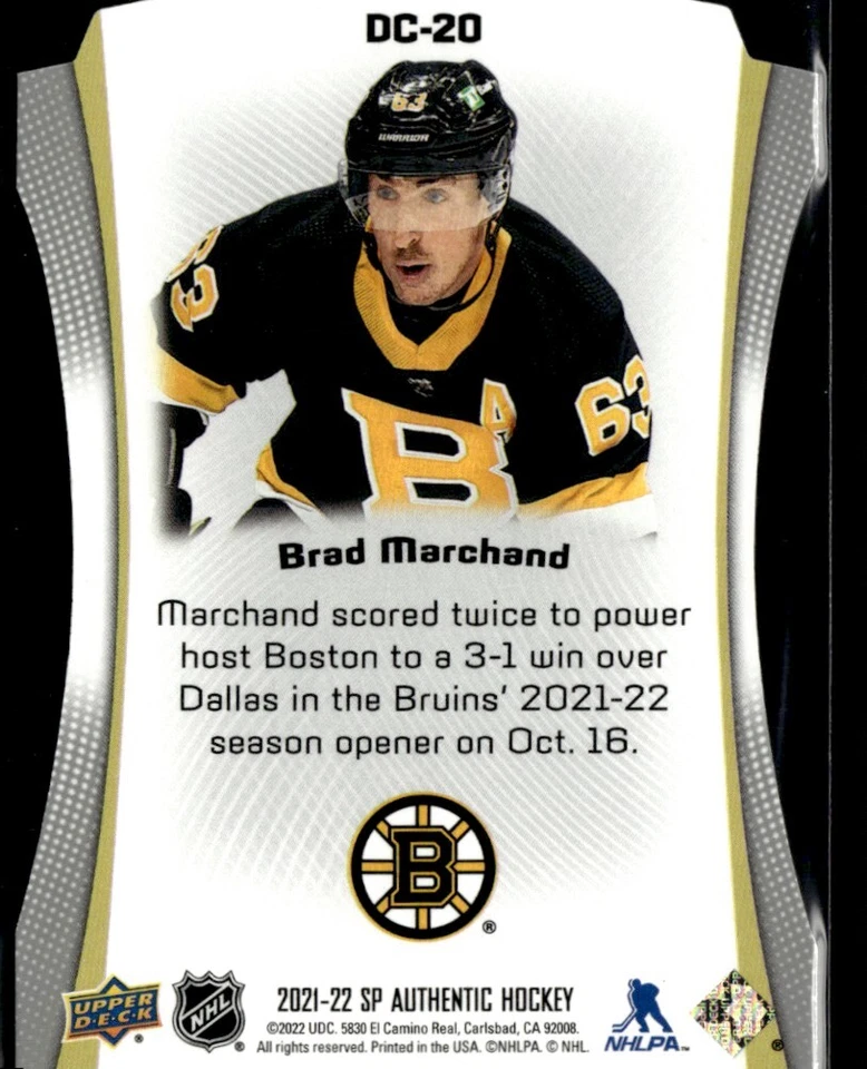 2021-22 Sp Authentic die cut Brad Marchand #DC-20 - Image 2 of 2