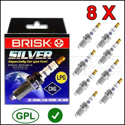 Kerze Set 8 Kerzen LPG Methan BRISK Silber DR15YS BMW Serie 5 (E60, E61) 2003>
