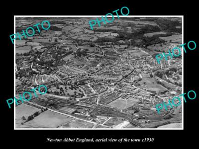 OLD LARGE HISTORIC PHOTO OF NEWTON ABBOT ENGLAND AERIAL VIEW OF TOWN c1930 2