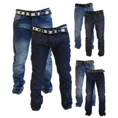 NEU HERREN CROSSHATCH GERADES BEIN DUNKELBLAU JEANS SMALL BIS KING SIZE NEU MIT ETIKETT