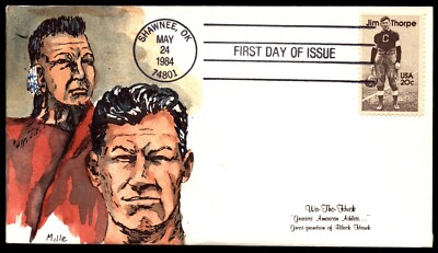 Scott 2089 20 Cents Jim Thorpe Mille Hand Painted FDC 85 Of 200 | eBay
