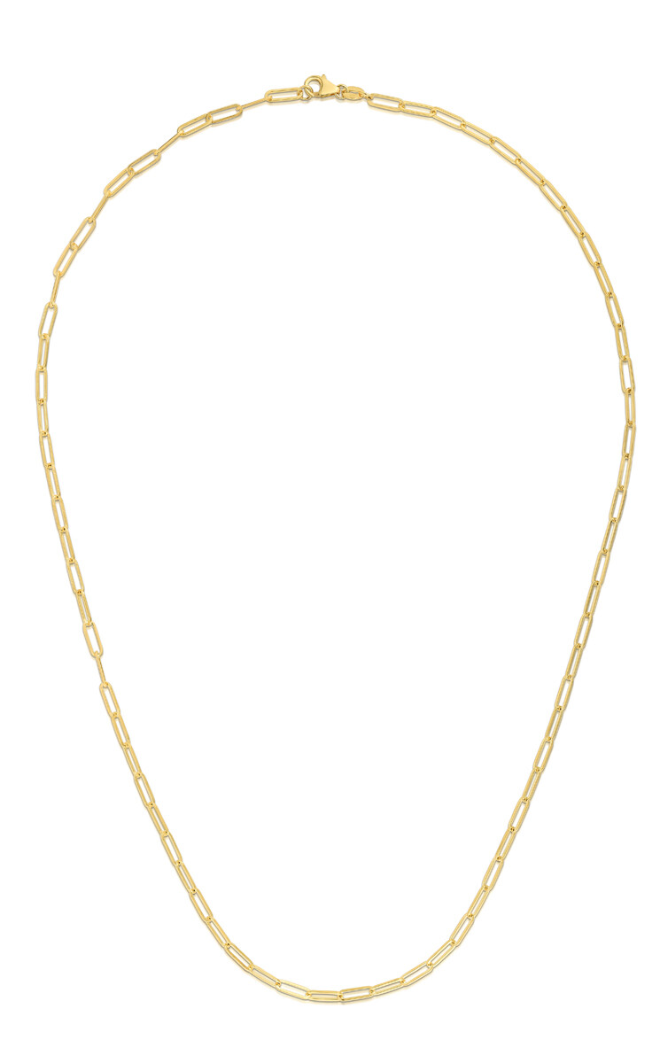 18k Yellow Gold PAPERCLIP Link Chain Necklace 18 Inch - Main Image