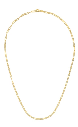 18k Yellow Gold PAPERCLIP Link Chain Necklace 16 Inch 1.5MM 2 Grams - Picture 1 of 1