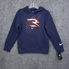 NEW Nike 3 Brand Hoodie Kids Boys M Medium Navy Blue Sweatshirt Pull On Swoosh