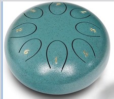 REGIS 6” Steel Tongue Drum, 8 Notes, Calming Meditation Percussion (Malachite)