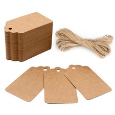 G2PLUS 100PCS Kraft Paper Gift Tags with String, 2.8 1.6 100pcs, Wave-kraft