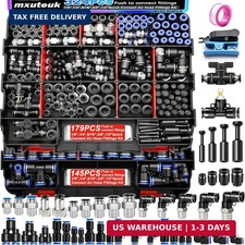 324PCS Air Line Quick Connect Fittings,1/8",1/4",5/16",3/8",1/2",4/6/8/10mm OD P