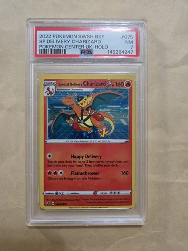 2022 POKEMON SWSH BLACK STAR PROMO #075 SPECIAL DELIVERY CHARIZARD-HOLO PSA 7