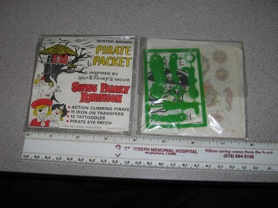 Disney Swiss Family Robinson 1960 PIRATE premium model kit MIP,tattoo rub-ons