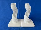Vintage Pair of Westmoreland Milk Glass Spiral Swirl Twist Candlesticks Holders