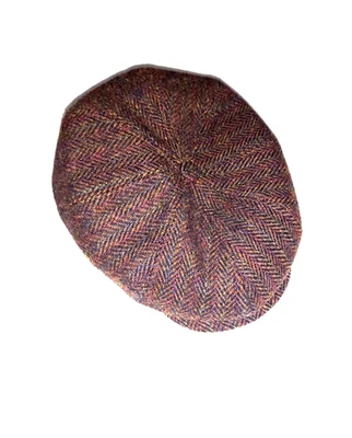 MTM CASQUETTE PLATE EN LAINE MOTIF CHEVRONS POUR HOMME MARRON BORDEAUX - Photo 1/4