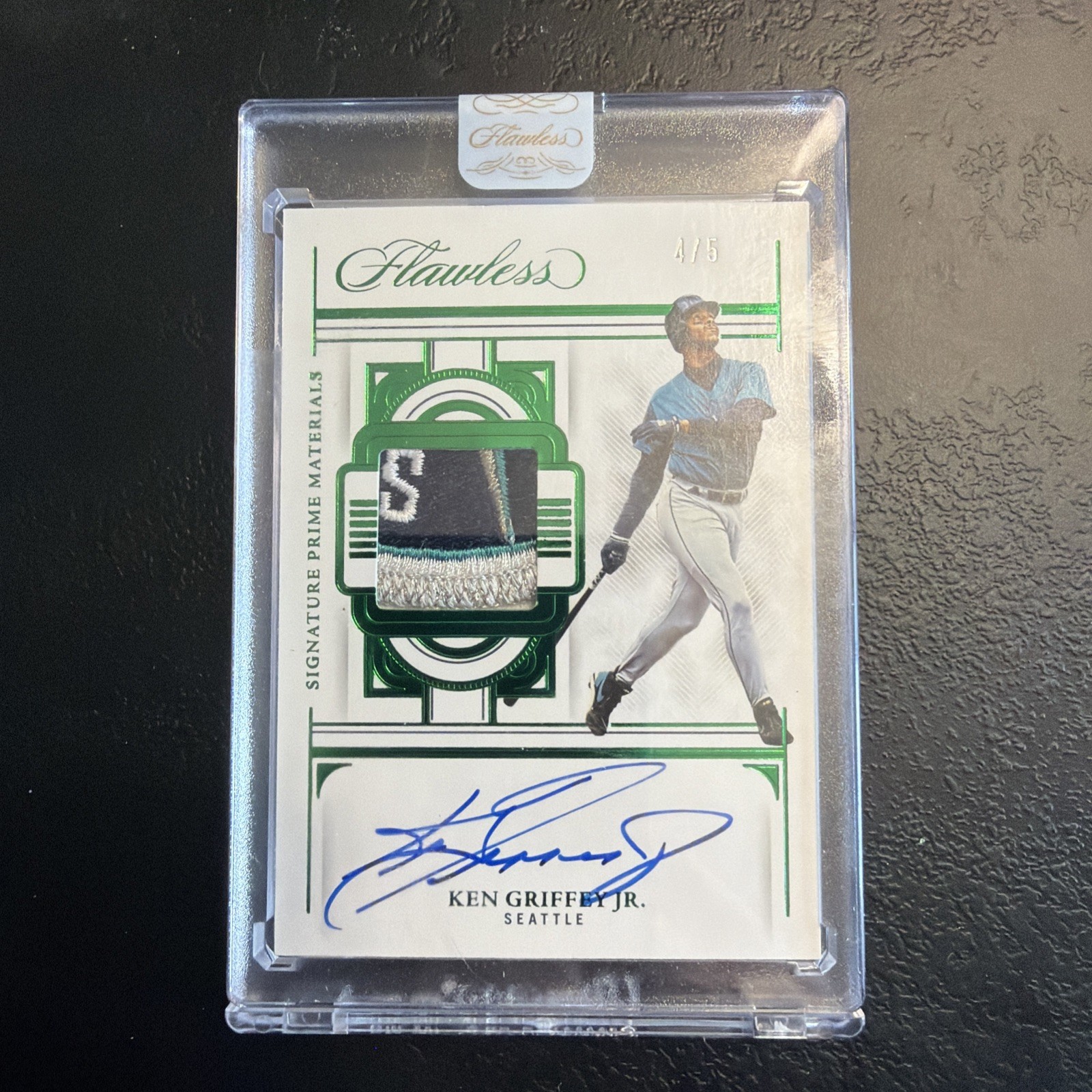 2023 Panini Flawless Ken Griffey Jr. Signature Prime Game Used Auto Patch 4/5 view 1