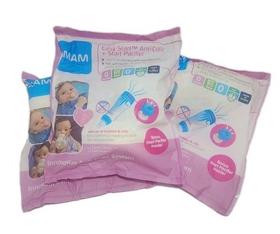 MAM Easy Start Anti-Colic 4.5oz Baby Bottle w/ Comfort Newborn Pacifier - 3 Pack