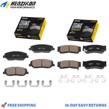 Front and Rear Ceramic Brake Pads with Hardware for 2007 - 2009 Hyundai Santa Fe