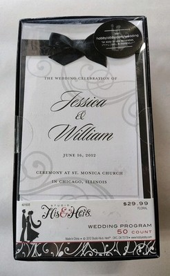 His And Hers 50 Count Varnished Layers With Ribbon,  Wedding Programs