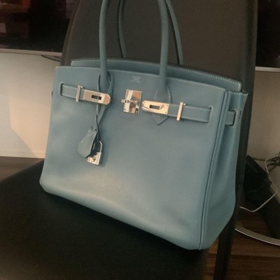 Hermes Birkin 30 Blue Jean Ledertasche gebraucht L 2008 keine Beschädigungen