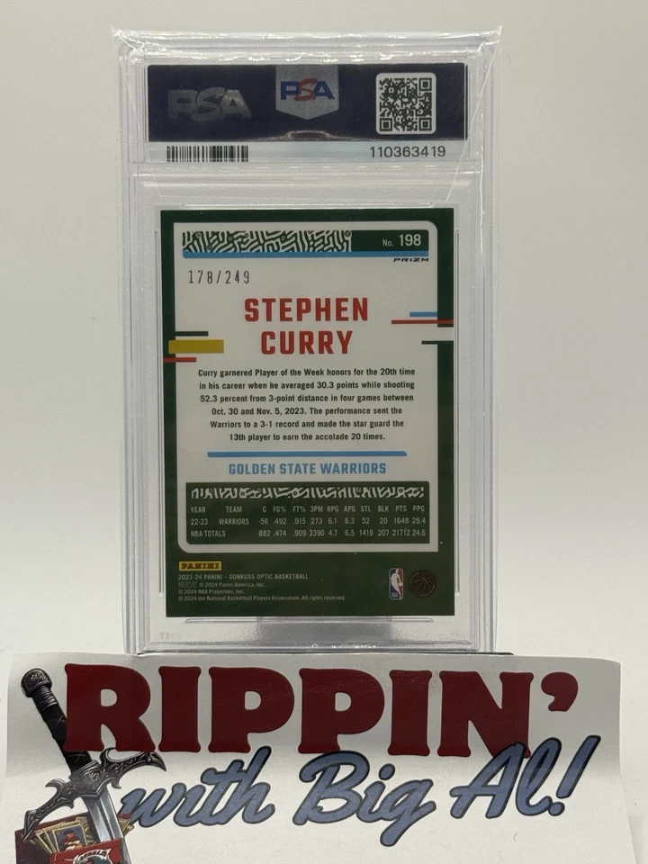 Donruss Optic Stephen Curry 2023/249 Holo Choice Prizm #198 Warriors PSA 9 Foto 2 de 2