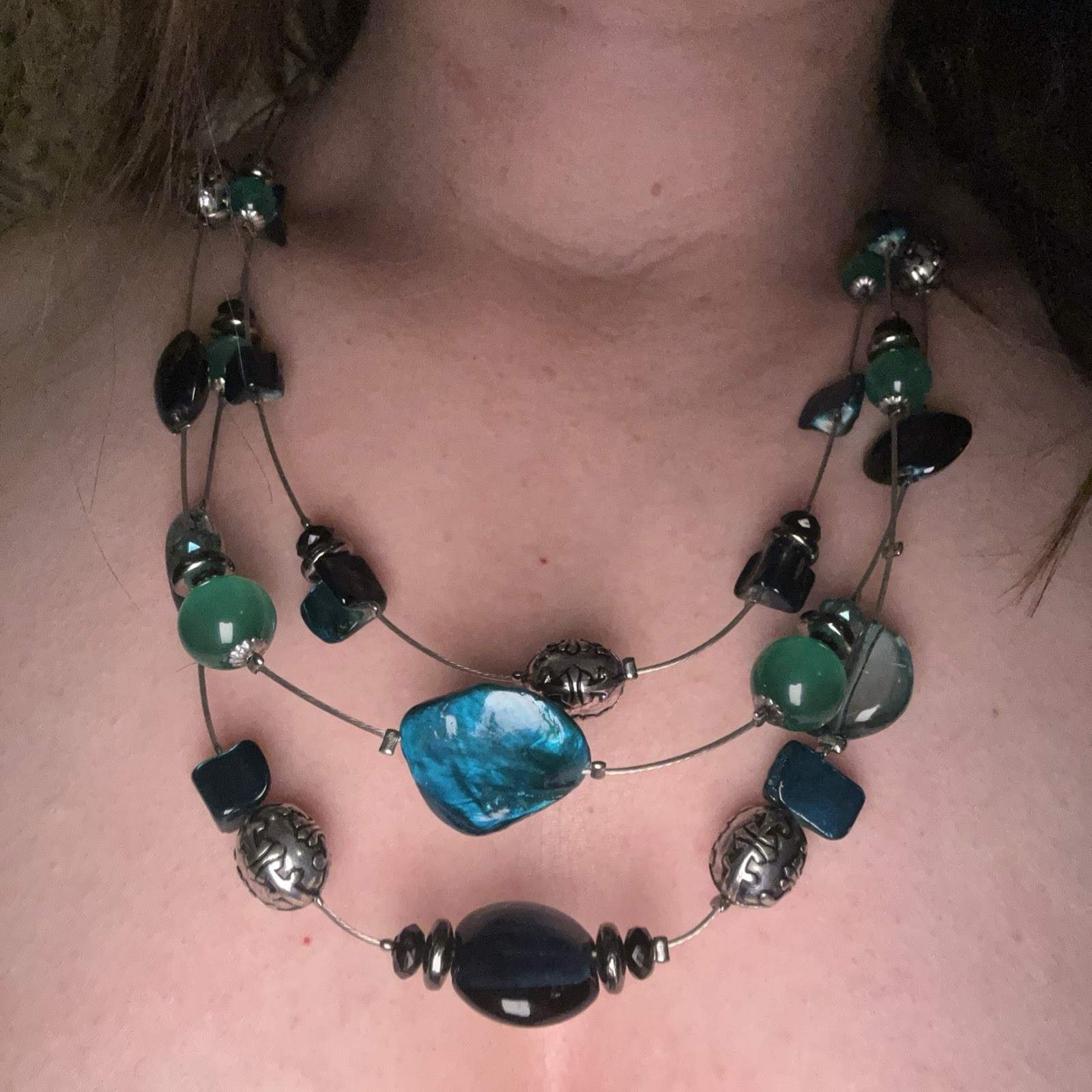 Ruby Rd. MultiStrand Necklace 2 Sets Earrings Aqu… - image 1