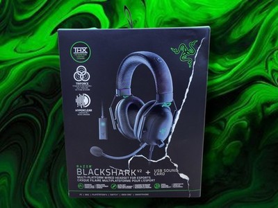   Razer BlackShark V2 + USB Sound Card Esports Wired Headset New!