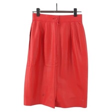 Christian Dior skirt Leather Red CC Auth am10735