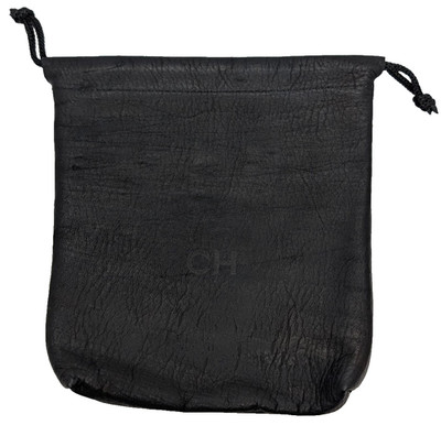 Winston Collection Premium BLACK Colombian Leather Drawstring Pouch CH INITIALS