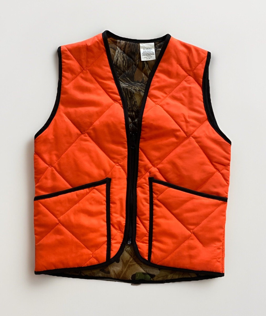 Boys Hunting Vest Camo and Orange Reversible (Size XL 1B) Quilted